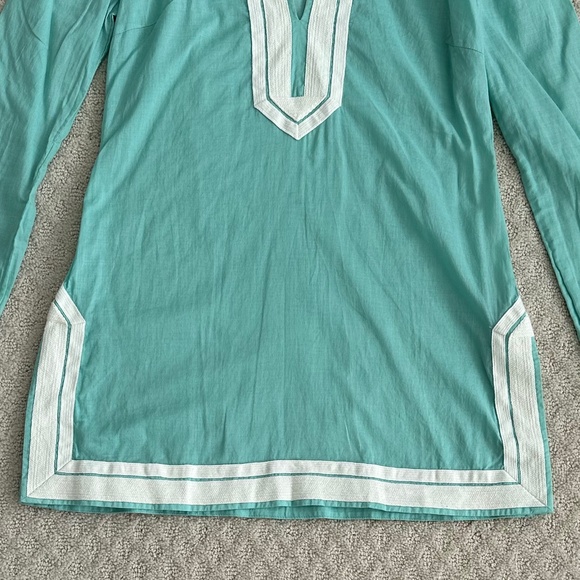 Tory Burch Cotton Tunic Top Mint/White Size 4 Lightweight Summer Preppy Designer - Picture 5 of 12
